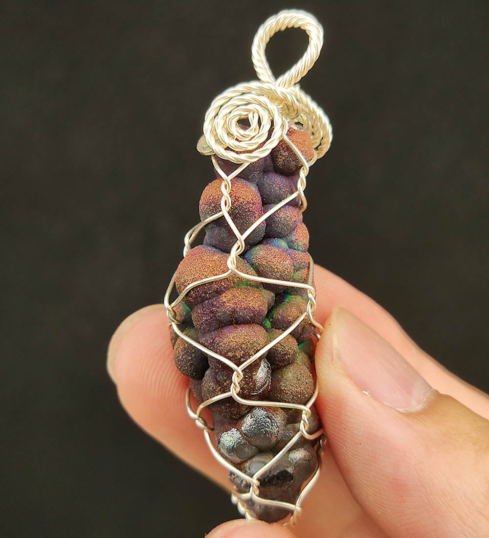 | Goethite Pillar(4cm) | Goethite Pendant Copper Wire Wrapped Gemstone Pendant | COLOUR: Purple | 100% natural color |