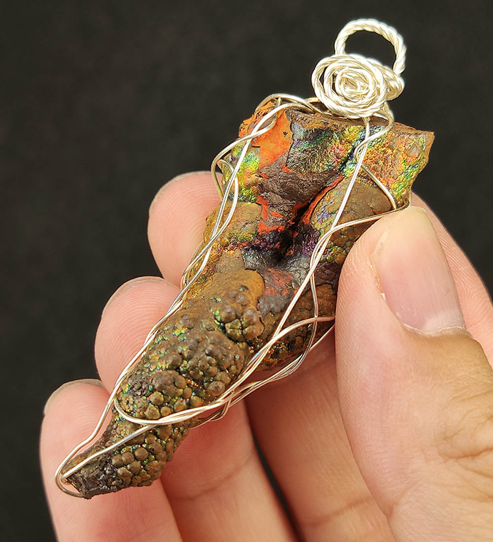 | Goethite Pillar(5cm) | Goethite Pendant Copper Wire Wrapped Gemstone Pendant | COLOUR: Silver, Pink,Green | 100% natural color |