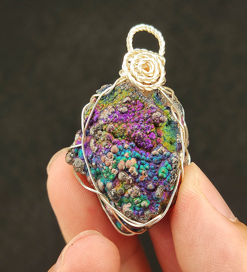 | Goethite Pendant Copper Wire Wrapped Gemstone Pendant | COLOUR: Green , Purple | 100% natural color |