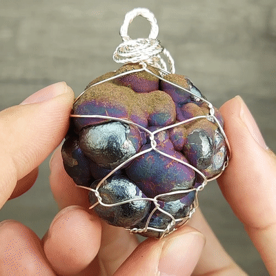 | Goethite Pendant Copper Wire Wrapped Gemstone Pendant | COLOUR: Pink, Silver | 100% natural color |