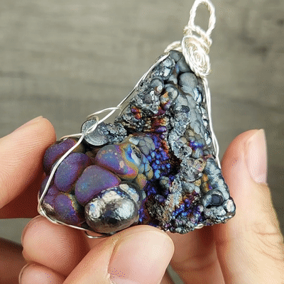 | Goethite Pendant Copper Wire Wrapped Gemstone Pendant | COLOUR: Purple, Blue, Silver | 100% natural color |