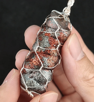 | Goethite Pillar(5.1cm) | Goethite Pendant Copper Wire Wrapped Gemstone Pendant | COLOUR: Orange, Silver | 100% natural color |