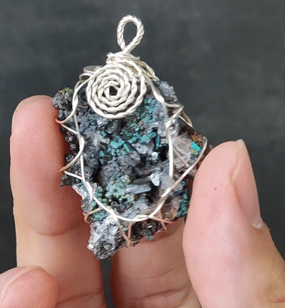 | Goethite Pendant Copper Wire Wrapped Gemstone Pendant | COLOUR: Rainbow with White Quartz,Crystal | 100% natural color |