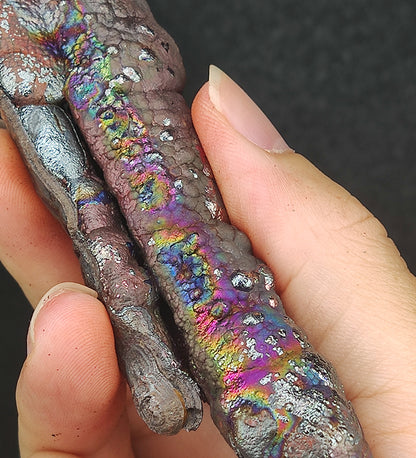 | Goethite Pillar(13cm) | Top premium rare Iridescent Goethite, Turgite, Hematite, Iridescent | COLOUR: Silver, Pink, Rainbow| 100% natural color |