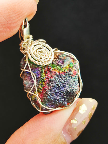 | Mini pendant | Goethite Pendant Copper Wire Wrapped Gemstone Pendant | COLOUR: Gold x Green x Pink x Orange | 100% natural color |