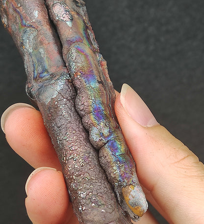 | Goethite Pillar(13cm) | Top premium rare Iridescent Goethite, Turgite, Hematite, Iridescent | COLOUR: Silver, Pink, Rainbow| 100% natural color |