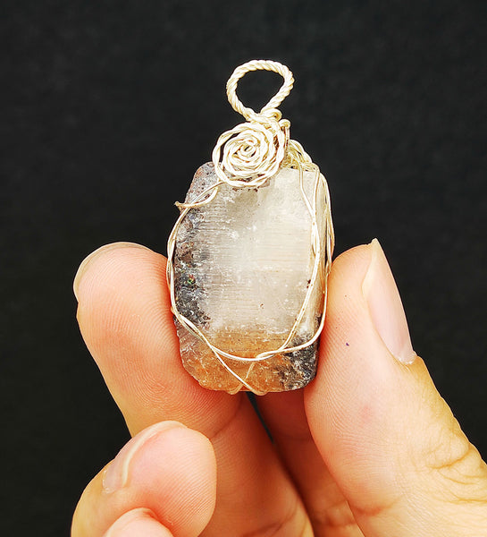 | Goethite Pendant Copper Wire Wrapped Gemstone Pendant | COLOUR:with White Quartz,Crystal | 100% natural color |