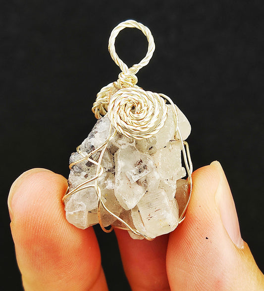 | Goethite Pendant Copper Wire Wrapped Gemstone Pendant | COLOUR:with White Quartz,Crystal | 100% natural color |