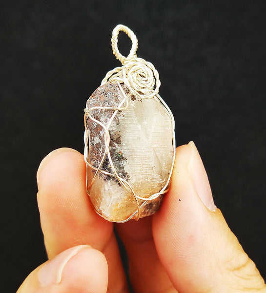 | Goethite Pendant Copper Wire Wrapped Gemstone Pendant | COLOUR:with White Quartz,Crystal | 100% natural color |