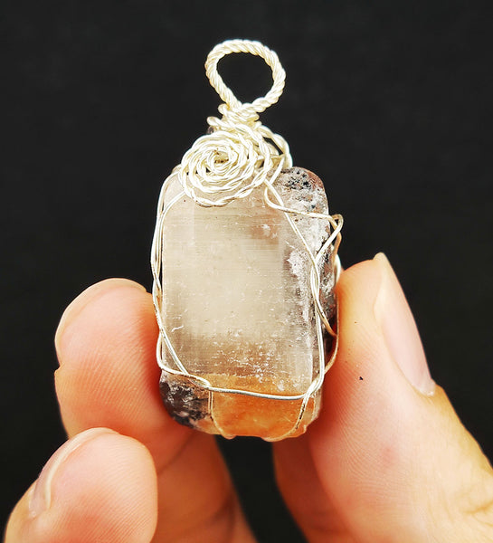 | Goethite Pendant Copper Wire Wrapped Gemstone Pendant | COLOUR:with White Quartz,Crystal | 100% natural color |