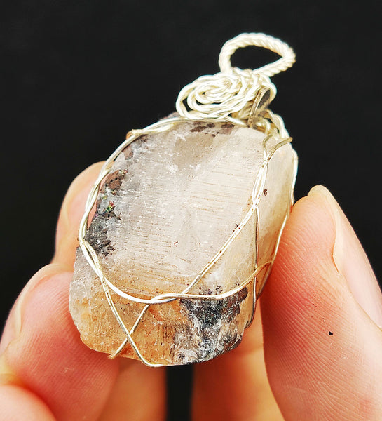 | Goethite Pendant Copper Wire Wrapped Gemstone Pendant | COLOUR:with White Quartz,Crystal | 100% natural color |