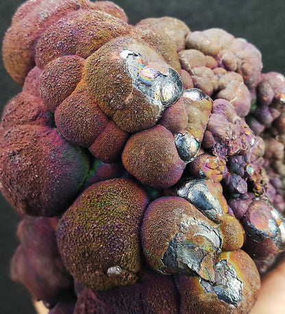 Goethite shape similar：Kyoho grape |  1.5 kg Big ornaments | Top premium rare Iridescent Goethite, Turgite, Hematite, Iridescent | COLOUR:violet-red , Silver| 100% natural color |