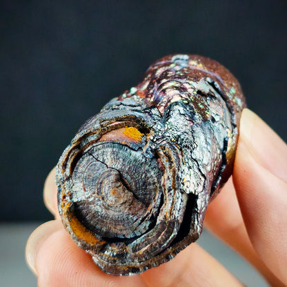 大佛柱｜圓頭柱柱造型｜銀金粉三色｜力泥活石｜Leklai Iridescent Goethite