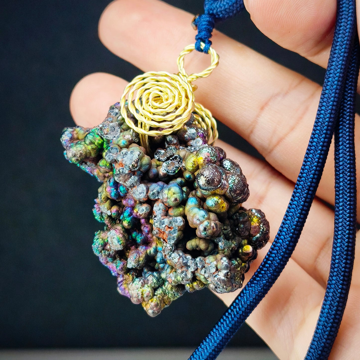 收藏級菩提珠平安繩｜力泥活石｜五彩繽紛（綠紫粉金銀）｜Leklai Iridescent Goethite ｜HARUKA