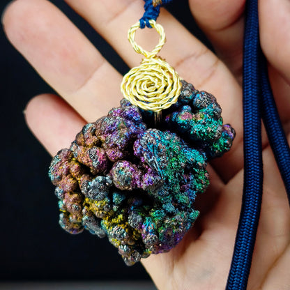 收藏級菩提珠平安繩｜力泥活石｜五彩繽紛（綠紫粉金銀）｜Leklai Iridescent Goethite ｜HARUKA