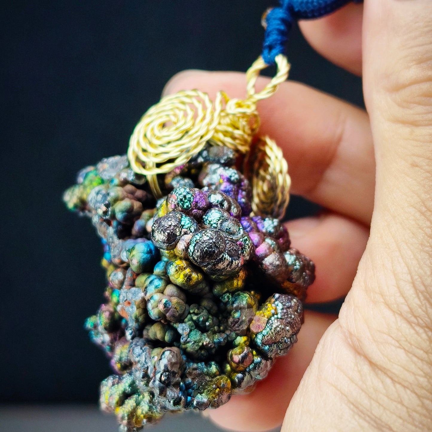 收藏級菩提珠平安繩｜力泥活石｜五彩繽紛（綠紫粉金銀）｜Leklai Iridescent Goethite ｜HARUKA