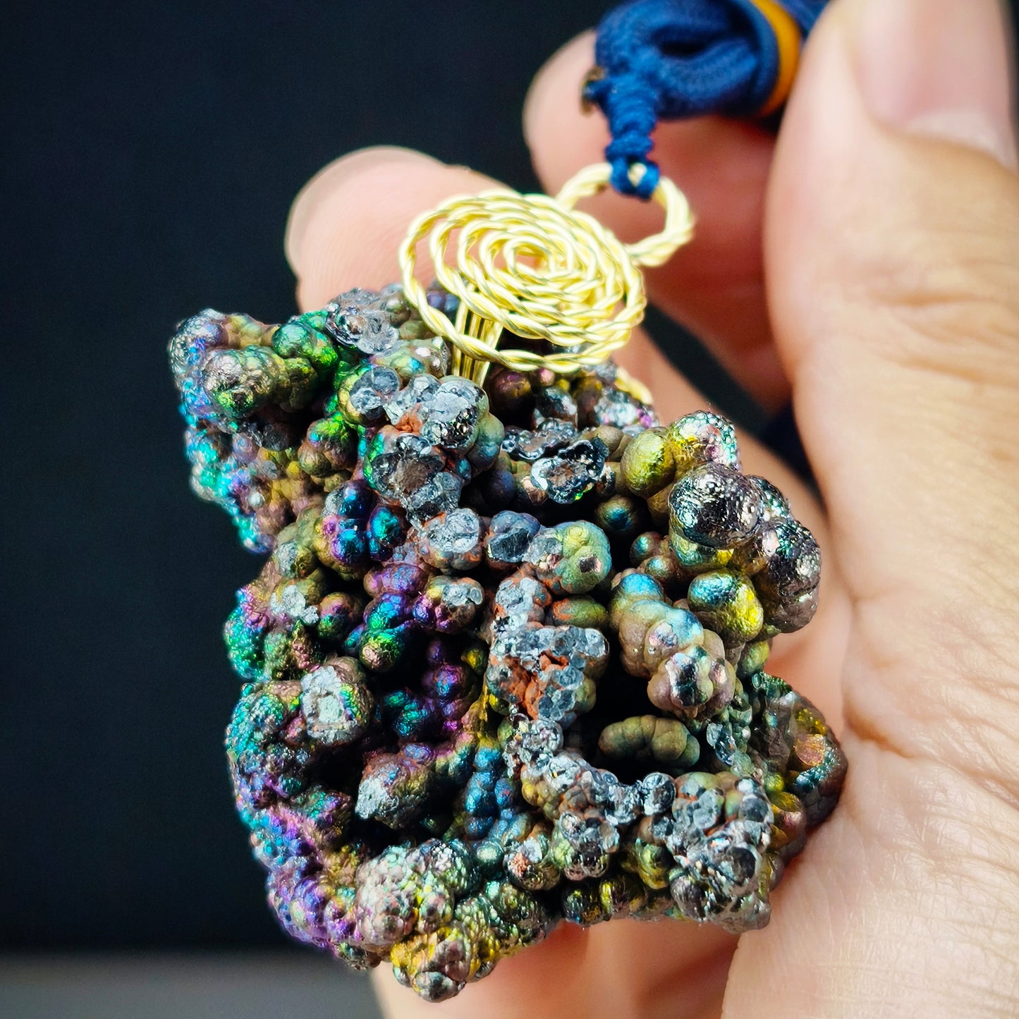 收藏級菩提珠平安繩｜力泥活石｜五彩繽紛（綠紫粉金銀）｜Leklai Iridescent Goethite ｜HARUKA