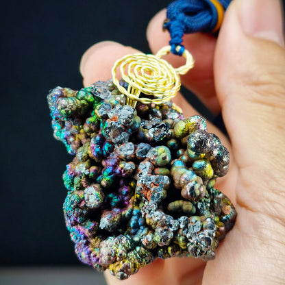 收藏級菩提珠平安繩｜力泥活石｜五彩繽紛（綠紫粉金銀）｜Leklai Iridescent Goethite ｜HARUKA