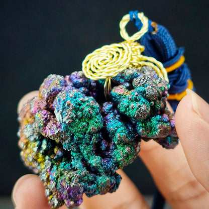 收藏級菩提珠平安繩｜力泥活石｜五彩繽紛（綠紫粉金銀）｜Leklai Iridescent Goethite ｜HARUKA