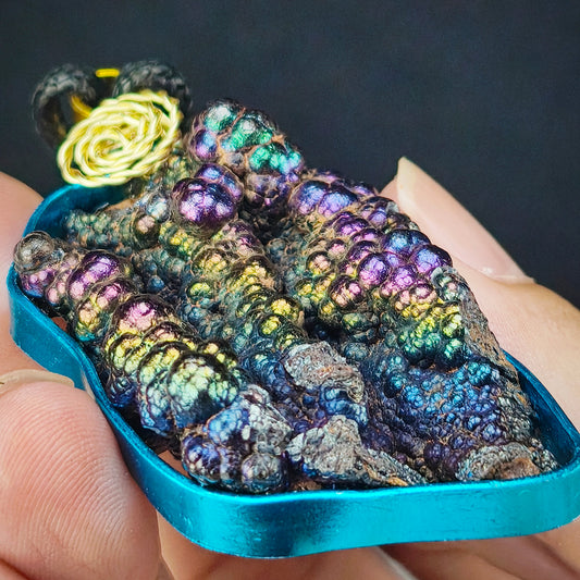 頂級大佛珠吊墜｜高階四色（金綠藍紫）｜力泥活石｜Leklai Iridescent Goethite