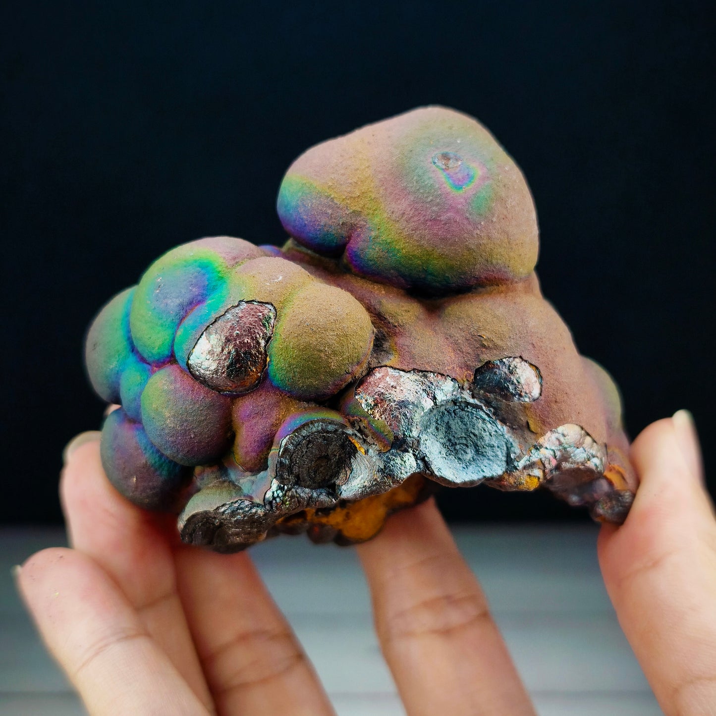 Top-Grade Grand Buddha | Mini Water-Absorbing Elephant | Blue Purple Green Old Matrix | Leklai Iridescent Goethite | HARUKA