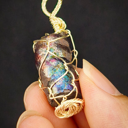 Grand Buddha Column Pendant | Pink & Silver | Wealth Career & Attraction Shield | Goethite LekLai