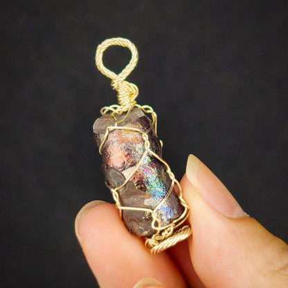 Grand Buddha Column Pendant | Pink & Silver | Wealth Career & Attraction Shield | Goethite LekLai