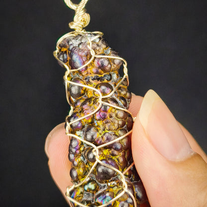 Gold & Silver Column Pendant | Ultimate Wealth & Protection Shield | Goethite LekLai