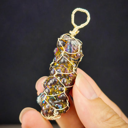 Gold & Silver Column Pendant | Ultimate Wealth & Protection Shield | Goethite LekLai