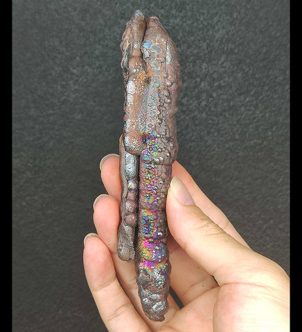 | Goethite Pillar(13cm) | Top premium rare Iridescent Goethite, Turgite, Hematite, Iridescent | COLOUR: Silver, Pink, Rainbow| 100% natural color |