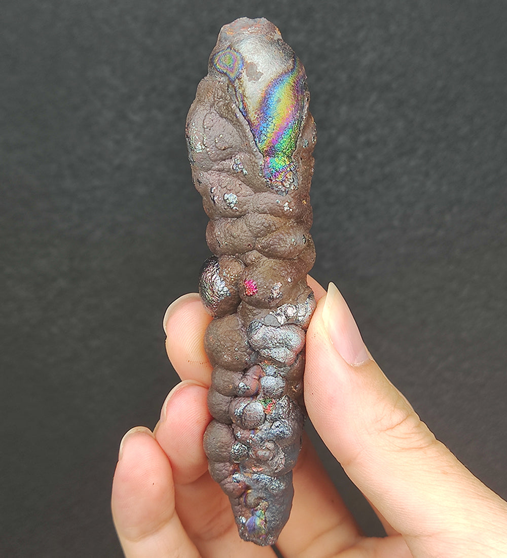 | Goethite Pillar(10.5cm) | Top premium rare Iridescent Goethite, Turgite, Hematite, Iridescent | COLOUR: Silver, Rainbow | 100% natural color |