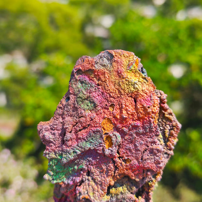 Premium Rainbow Leklai Living Stone | With Custom Wooden Stand (Approx. 6x4cm) | Rare Full-Spectrum Energy, Exquisitely Vibrant Colors | Holistic Luck Enhancement & Aura Purification | Natural Malaysia Raw Ore