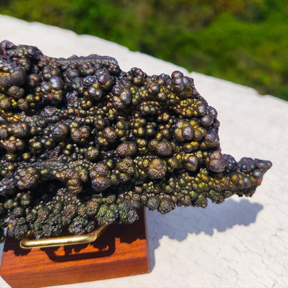 | Goethite Pillar(11cm) | Top premium rare Iridescent Goethite, Turgite, Hematite, Iridescent | COLOUR: Gold x Pink x Green | 100% natural color |