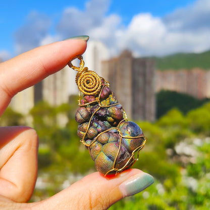 | Goethite Pendant Copper Wire Wrapped Gemstone Pendant | COLOUR: Red x Gold x Silver x Purple | 100% natural color |