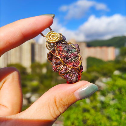 | Goethite Pendant Copper Wire Wrapped Gemstone Pendant | COLOUR: pink,  Pink, Orange | 100% natural color |