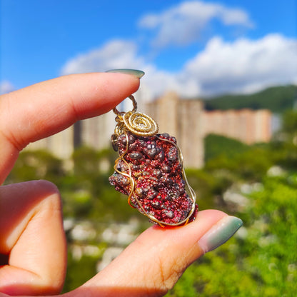 | Goethite Pendant Copper Wire Wrapped Gemstone Pendant | COLOUR: pink,  Pink, Orange | 100% natural color |