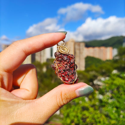 | Goethite Pendant Copper Wire Wrapped Gemstone Pendant | COLOUR: pink,  Pink, Orange | 100% natural color |