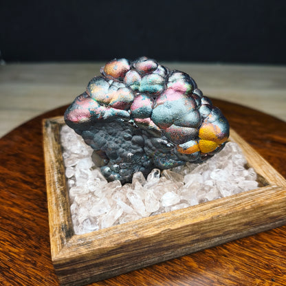 顶级亚噜家大佛珠力泥 |「一碗饭」造型能量摆件 (约 9cm) | 稳定型财运与生活丰盛 | 人缘带财 (粉红x金黄) | 马来西亚天然老矿胆料