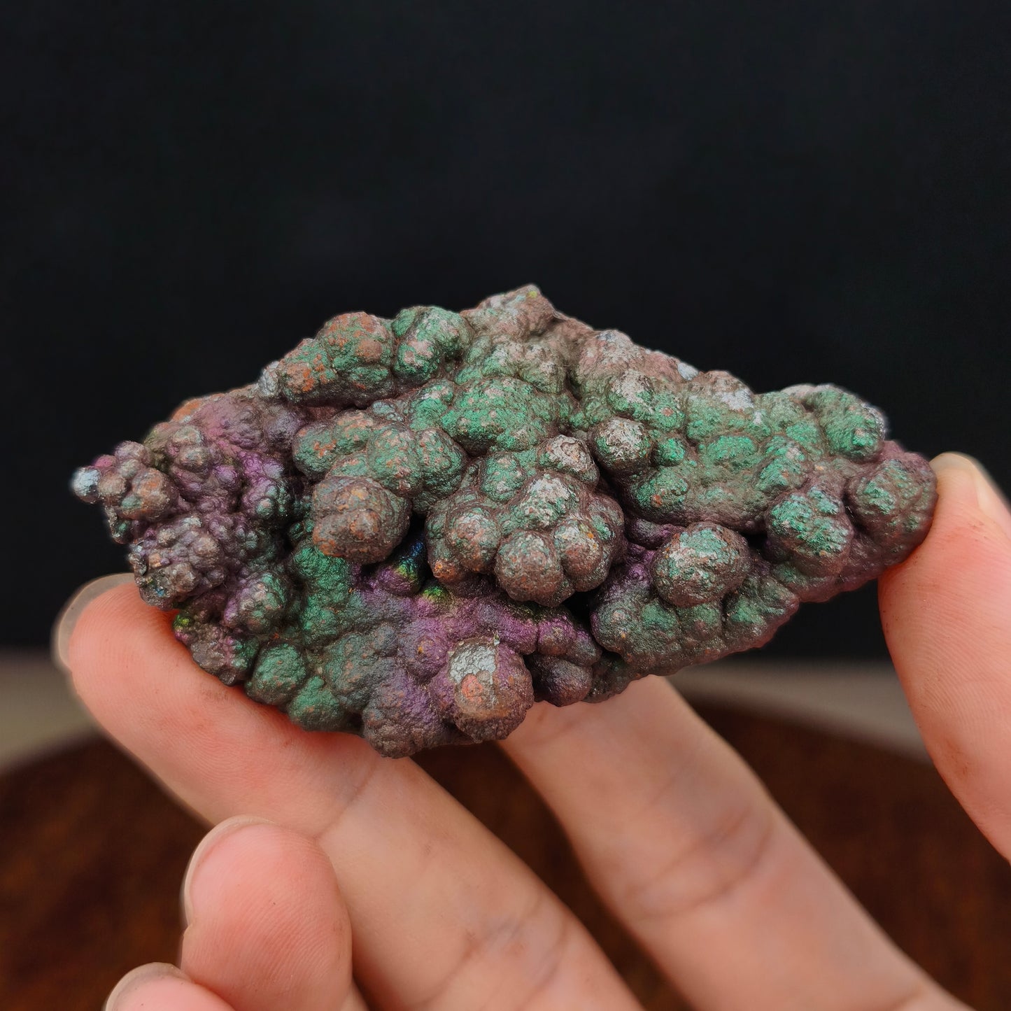 Premium Pink & Green Bodhi Bead Leklai | With Custom Wooden Stand (Approx. 7x3.5cm) | Activating Career Vitality & Wisdom, Strategic Connection with Benefactors | Natural Malaysia Living Stone