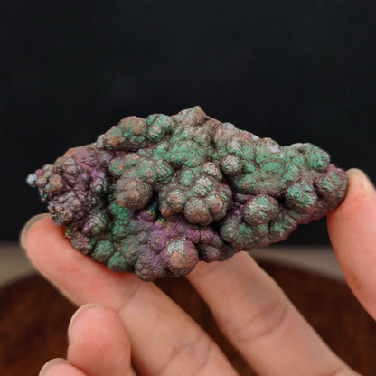 Premium Pink & Green Bodhi Bead Leklai | With Custom Wooden Stand (Approx. 7x3.5cm) | Activating Career Vitality & Wisdom, Strategic Connection with Benefactors | Natural Malaysia Living Stone