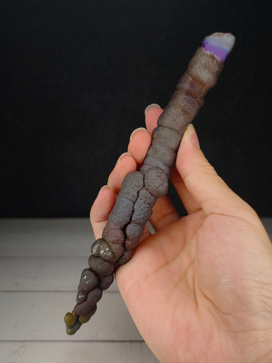 「收藏級」大佛柱 | 超重量級長款精華 (約 高19cm) | 造型：天賜人參 / 魔法權杖 (圓頭) | 極罕見紫藍老礦 | 強力驅逐小人、強效招財、建立防禦保護網 | 馬來西亞力泥