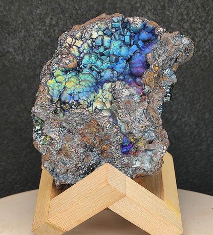 Top Grade Malaysia Leklai | Dolphin Shape | Rare Large Blue Calcite | Bead-Shape Core | Gold, Blue, Green, Silver Hues | Wealth & Health Anchor