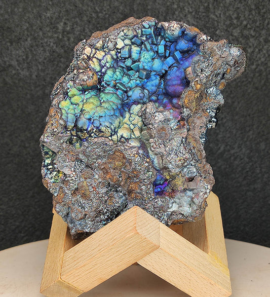 | Top premium rare Iridescent Goethite, Turgite, Hematite, Iridescent | COLOUR: Gold, Green,Blue, Silver, Turgite with Blue Calcite | 100% natural color |