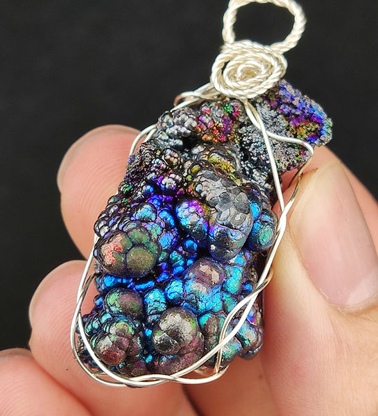 | Goethite Pendant Copper Wire Wrapped Gemstone Pendant | COLOUR: Silver, blue | 100% natural color |