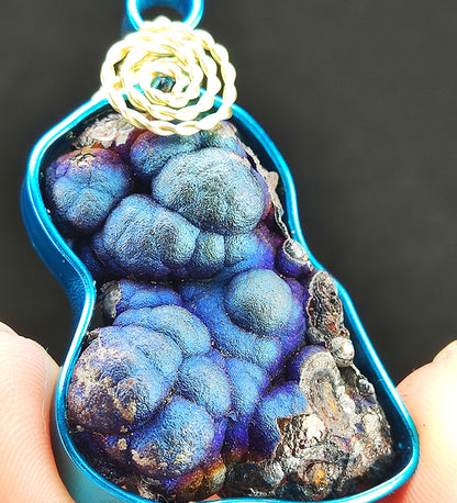 | Brand New Accessories | Goethite Pendant Copper Wire Wrapped Gemstone Pendant | COLOUR:  Blue | 100% natural color |
