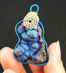 | Brand New Accessories | Goethite Pendant Copper Wire Wrapped Gemstone Pendant | COLOUR:  Blue | 100% natural color |