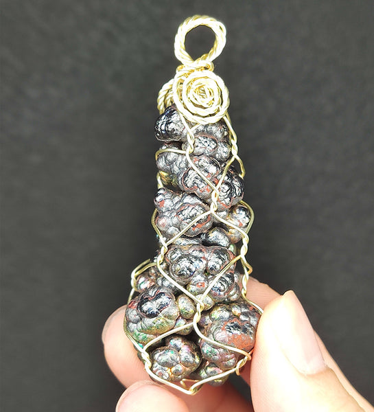 | Goethite Pillar(5cm) | Goethite Pendant Copper Wire Wrapped Gemstone Pendant | COLOUR: gold, green, purple, pink, silver| 100% natural color |