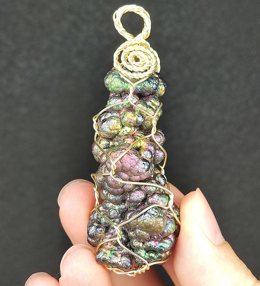 | Goethite Pillar(5cm) | Goethite Pendant Copper Wire Wrapped Gemstone Pendant | COLOUR: gold, green, purple, pink, silver| 100% natural color |