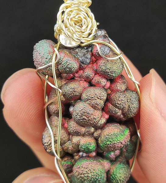 | Goethite Pillar(4cm) | Goethite Pendant Copper Wire Wrapped Gemstone Pendant | COLOUR: green, pink, gold| 100% natural color |