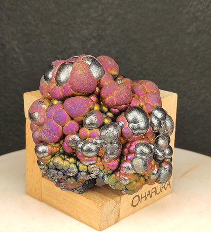 Premium Aged Buddha Bead Leklai | Chubby & Solid Shape | Large Core Spec | Red & Silver Burst | Wealth Boost & Protection | With HARUKA Wood Stand